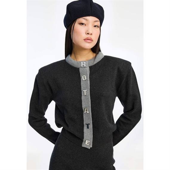 Rotate Firm Knit Cardigan, Phantom Combi